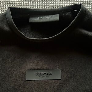 Essentials Fear of God Black Crewneck Sweater with Ribbed Cuffs